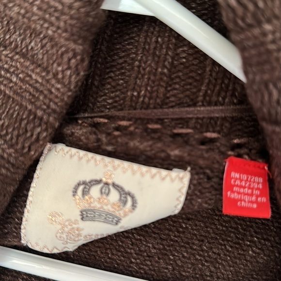 Espirit chocolate brown long sleeve open  knit cardigan with buttons Sz L - Picture 6 of 7